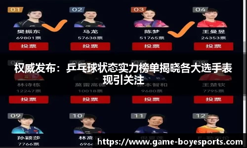 权威发布:乒乓球状态实力榜单揭晓各大选手表现引关注